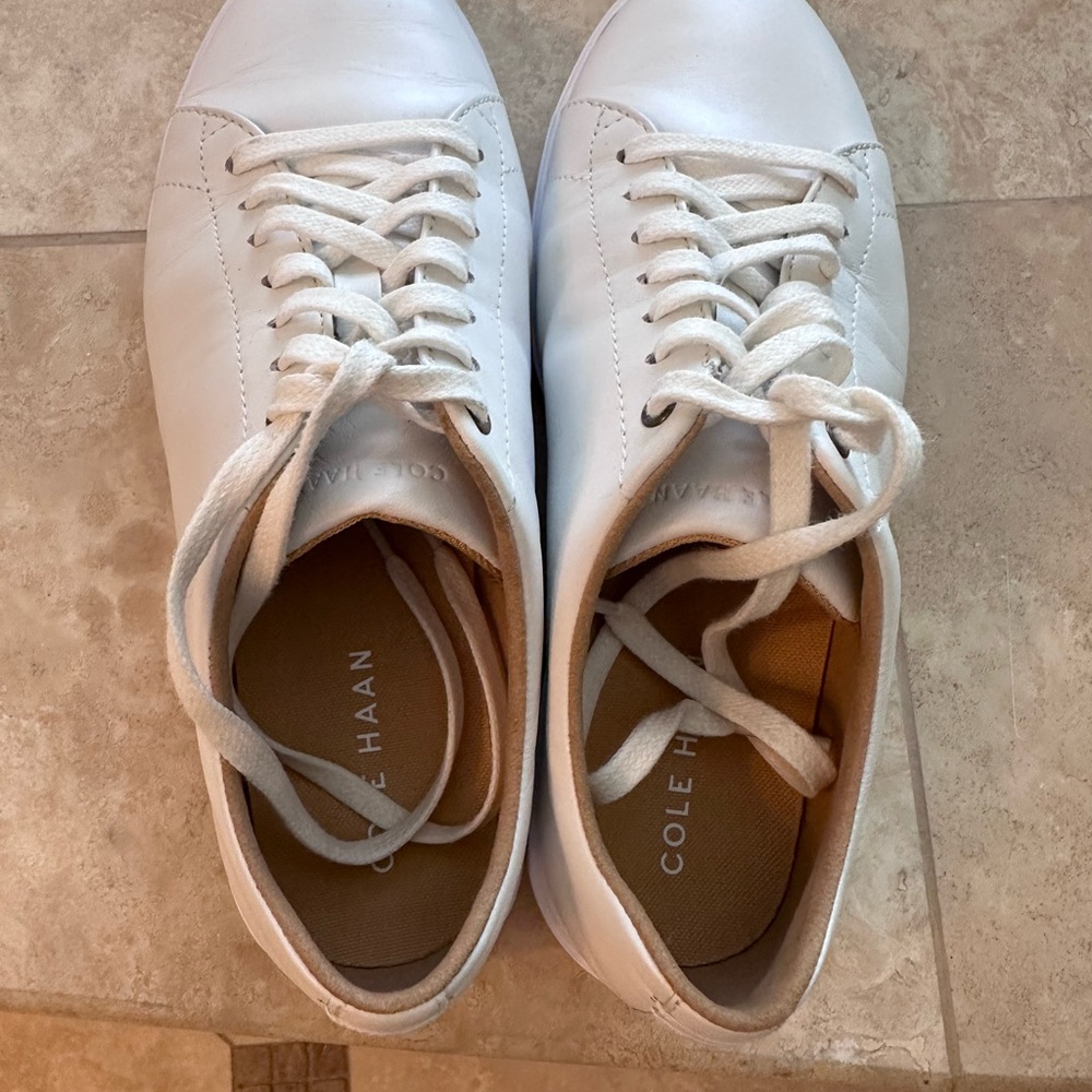 Cole Haan White Low-Top Sneakers with Textured Finish